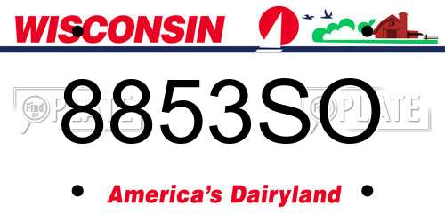 8853SO Wisconsin License Plate