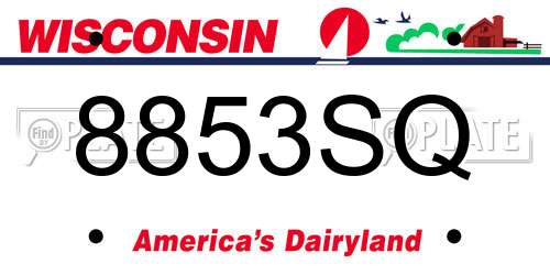 8853SQ Wisconsin License Plate