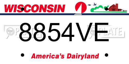 8854VE Wisconsin License Plate
