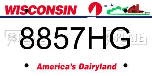 8857HG Wisconsin License Plate