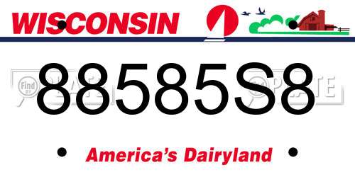 88585S8 Wisconsin License Plate