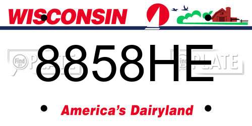 8858HE Wisconsin License Plate