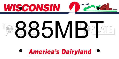885MBT Wisconsin License Plate