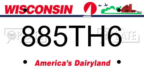 885TH6 Wisconsin License Plate