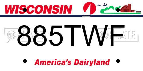885TWF Wisconsin License Plate