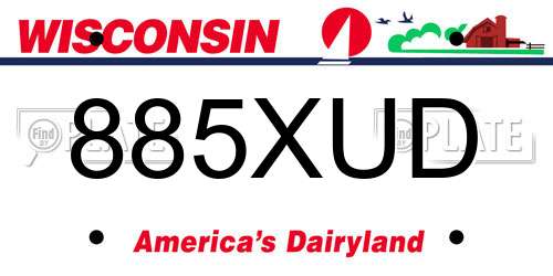 885XUD Wisconsin License Plate