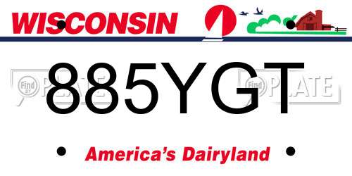 885YGT Wisconsin License Plate