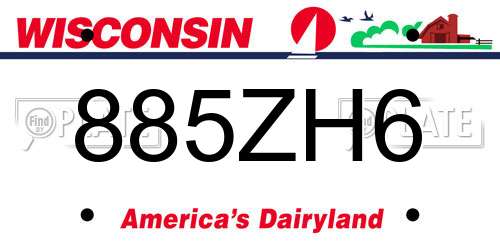885ZH6 Wisconsin License Plate