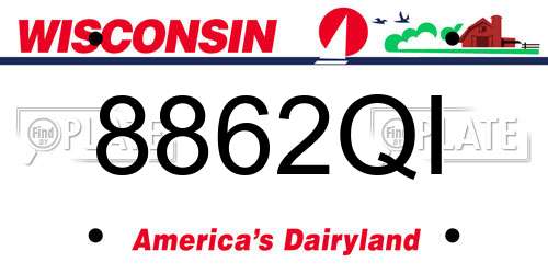 8862QI Wisconsin License Plate