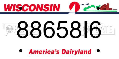 88658I6 Wisconsin License Plate