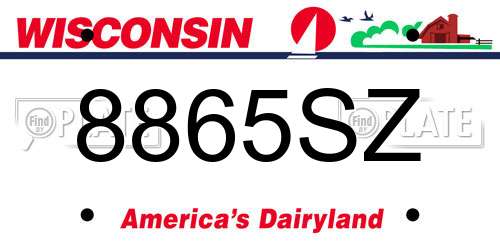 8865SZ Wisconsin License Plate