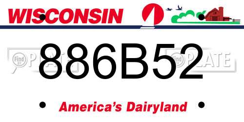 886B52 Wisconsin License Plate