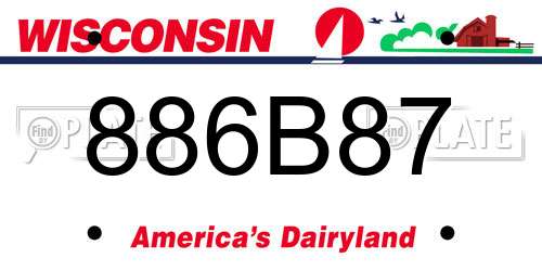 886B87 Wisconsin License Plate
