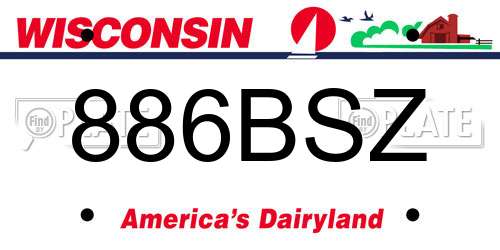 886BSZ Wisconsin License Plate