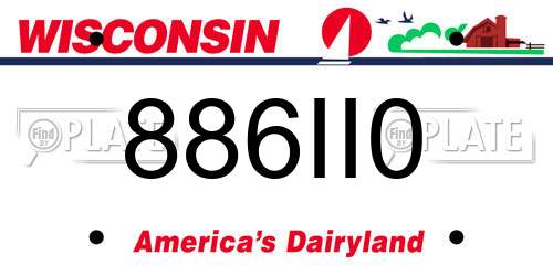 886II0 Wisconsin License Plate
