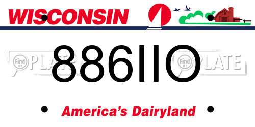 886IIO Wisconsin License Plate