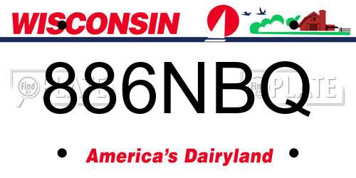 886NBQ Wisconsin License Plate