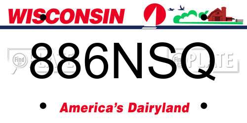886NSQ Wisconsin License Plate
