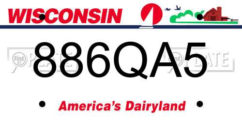 886QA5 Wisconsin License Plate