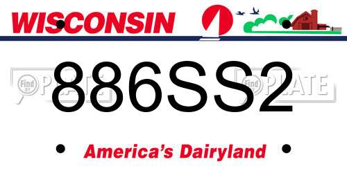 886SS2 Wisconsin License Plate