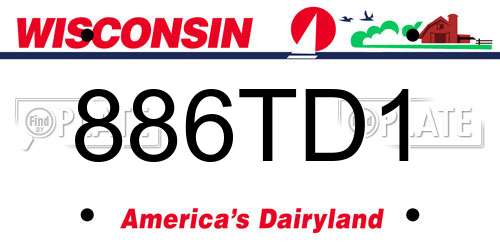 886TD1 Wisconsin License Plate