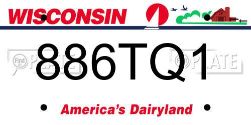 886TQ1 Wisconsin License Plate