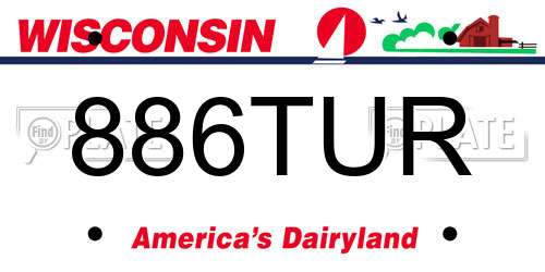 886TUR Wisconsin License Plate