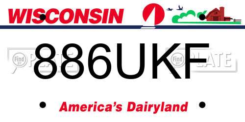 886UKF Wisconsin License Plate