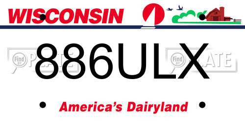 886ULX Wisconsin License Plate