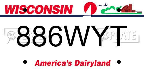 886WYT Wisconsin License Plate