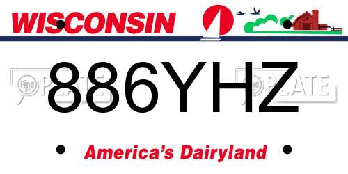 886YHZ Wisconsin License Plate