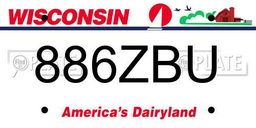 886ZBU Wisconsin License Plate