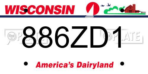 886ZD1 Wisconsin License Plate