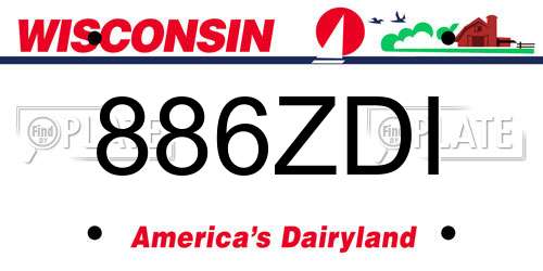 886ZDI Wisconsin License Plate
