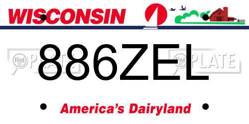 886ZEL Wisconsin License Plate