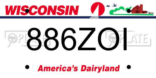 886ZOI Wisconsin License Plate