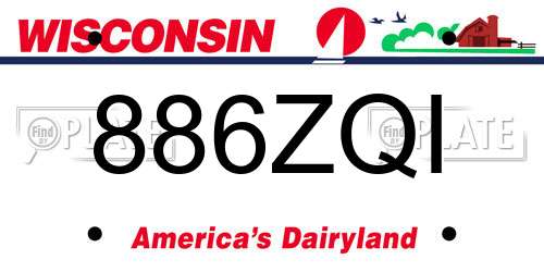 886ZQI Wisconsin License Plate