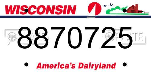8870725 Wisconsin License Plate