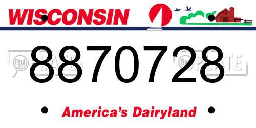 8870728 Wisconsin License Plate