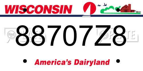 88707Z8 Wisconsin License Plate