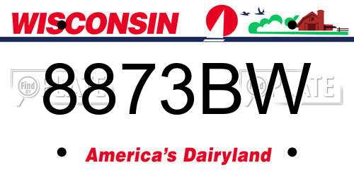 8873BW Wisconsin License Plate