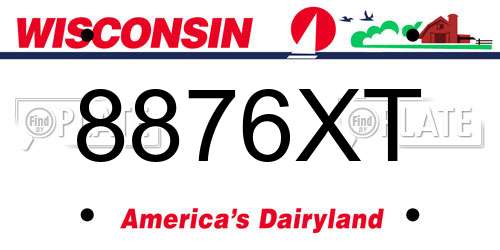 8876XT Wisconsin License Plate