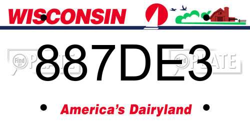 887DE3 Wisconsin License Plate
