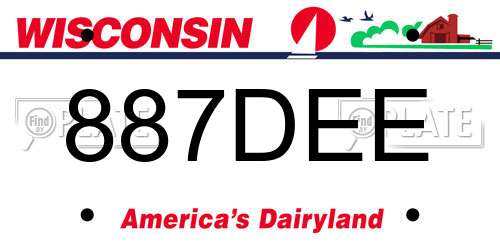 887DEE Wisconsin License Plate