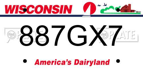 887GX7 Wisconsin License Plate