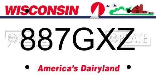 887GXZ Wisconsin License Plate