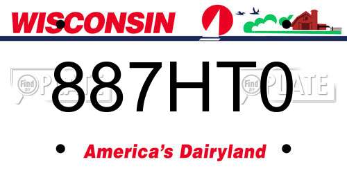 887HT0 Wisconsin License Plate