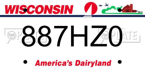 887HZ0 Wisconsin License Plate