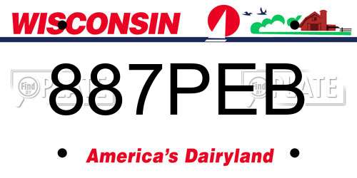 887PEB Wisconsin License Plate