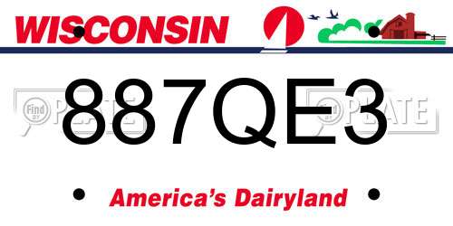 887QE3 Wisconsin License Plate